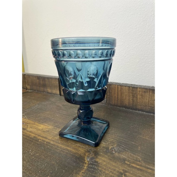 Indiana Glass Co Park Lane Blue with Square Bottom - Picture 1 of 6